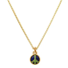 Mini Peace Pendant in Lapis and Tsavorites