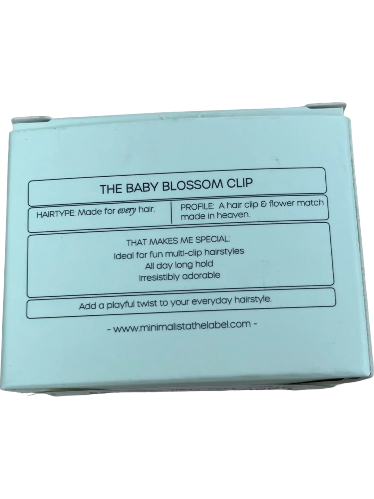 Minimalista Blue Baby Blossom Hair Clip In Box