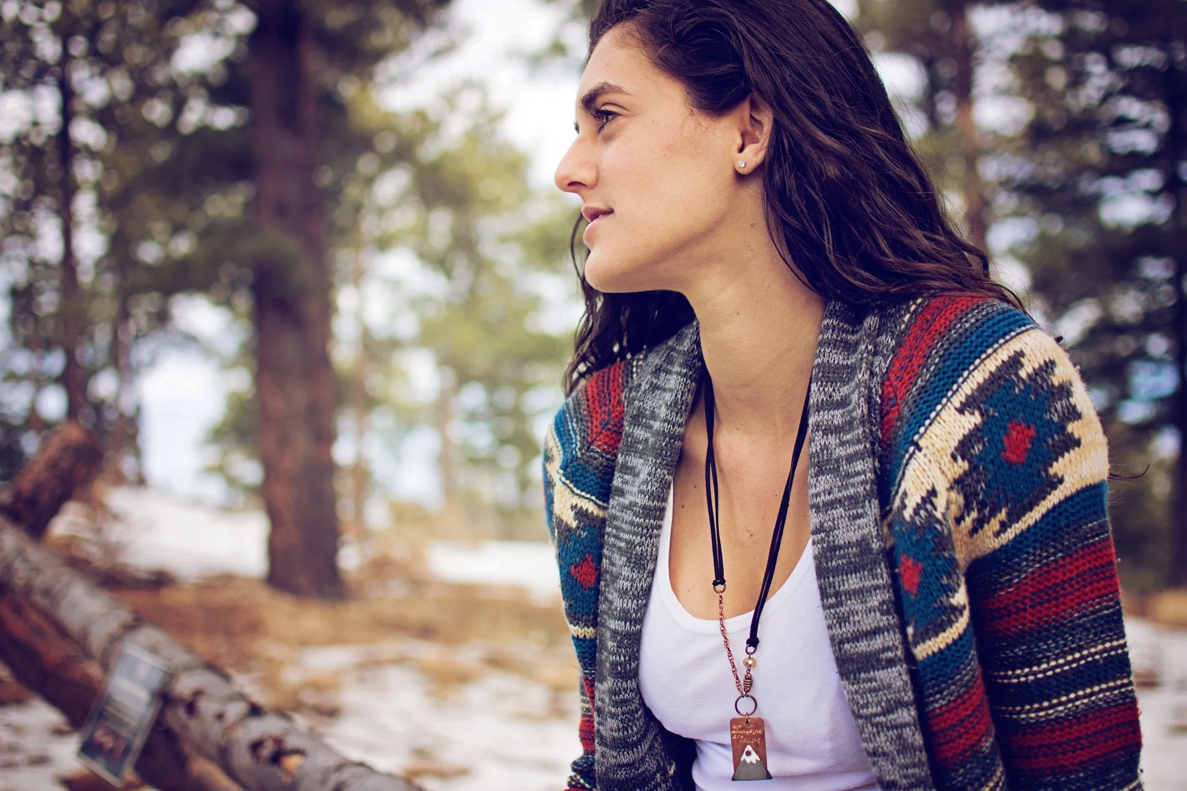 mountains are calling // handstamped copper tag mountain necklace