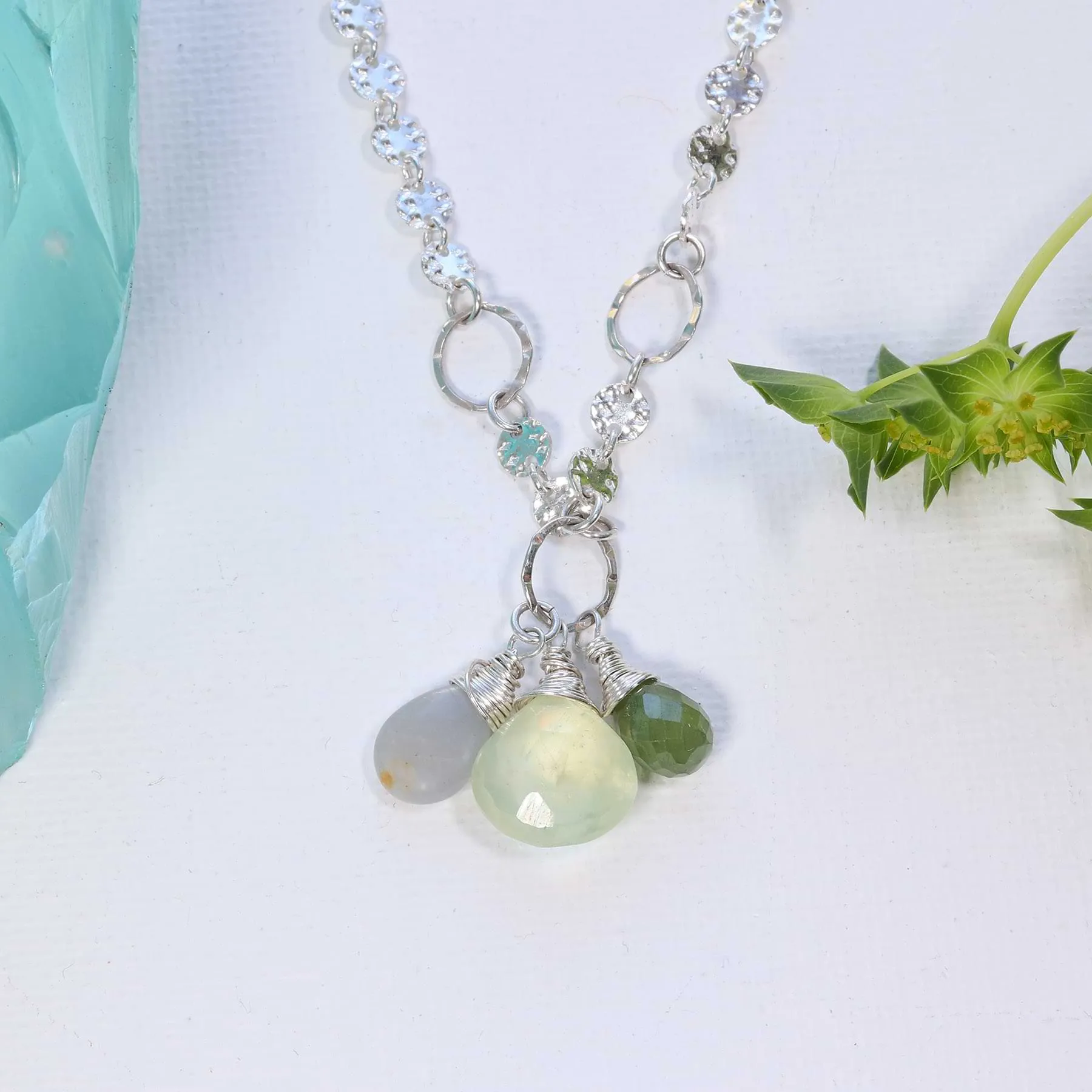 Mukayu - Aquamarine Multi Gemstone Silver Necklace