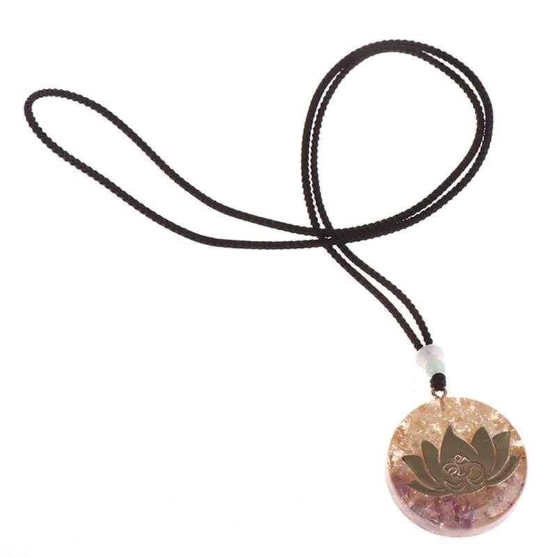 Natural Orgonite Lotus Crystal Necklace