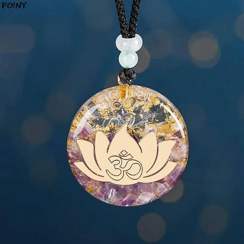 Natural Orgonite Lotus Crystal Necklace