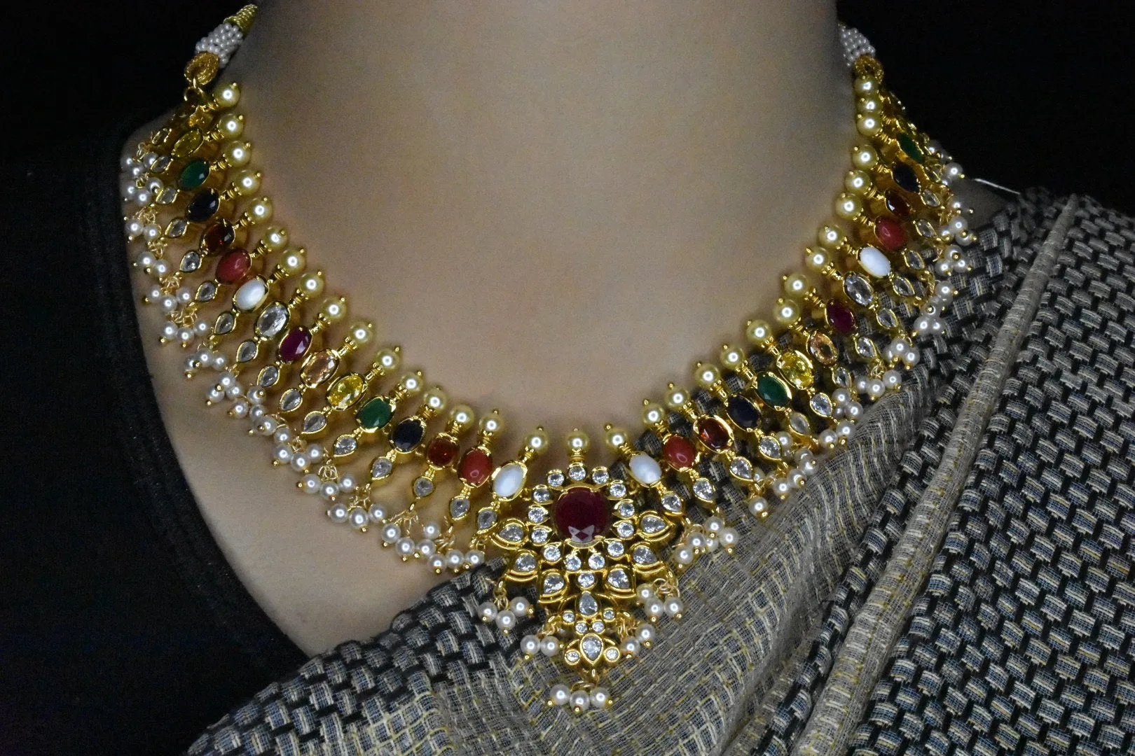 Navaratna Guttapusalu Necklace Set