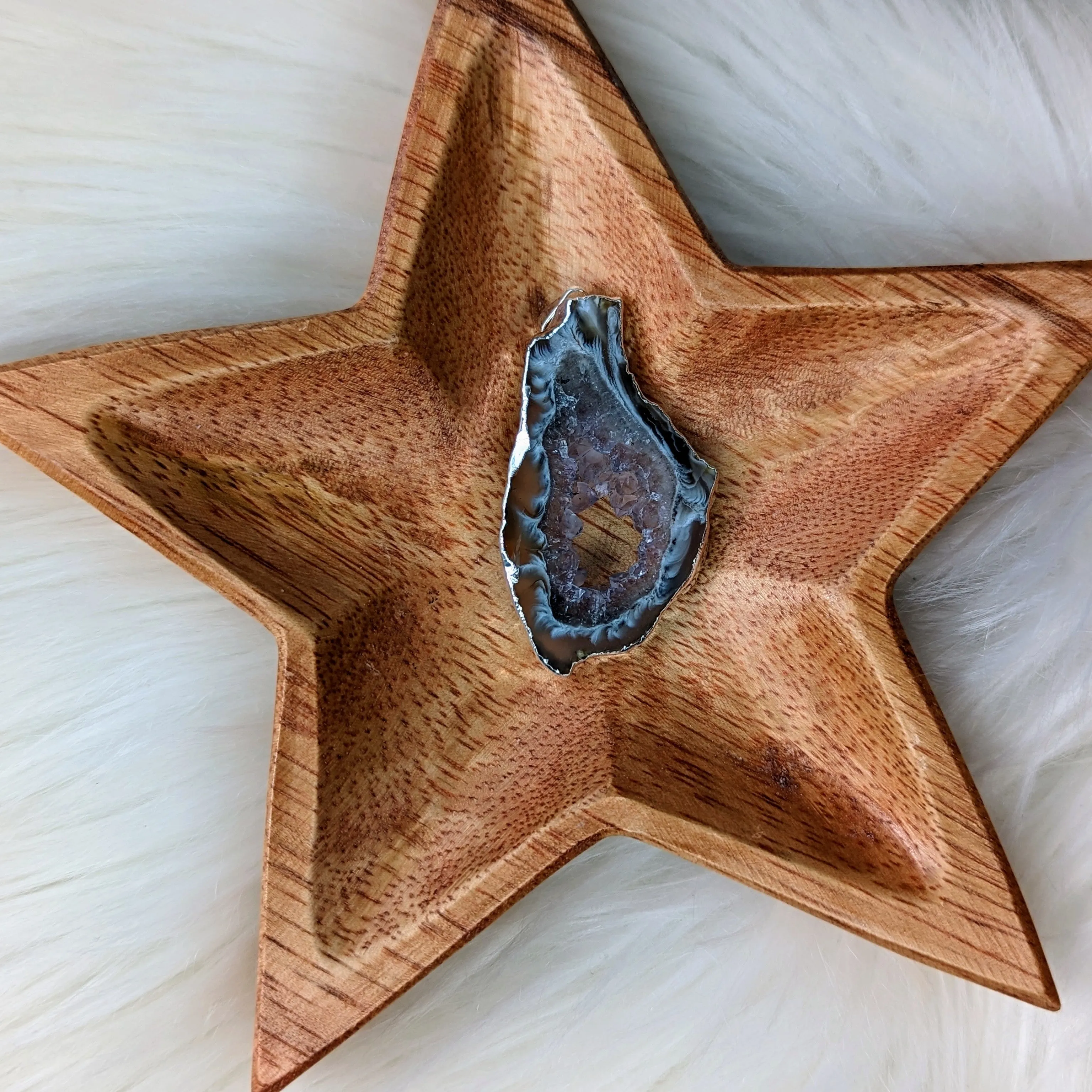 Occo Geode Agate Slice Pendant ~ Ultra Shimmery and Unique!~ Silver Chain Included