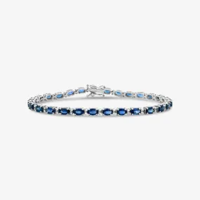 Oval Blue Sapphire & Diamond Tennis Bracelet