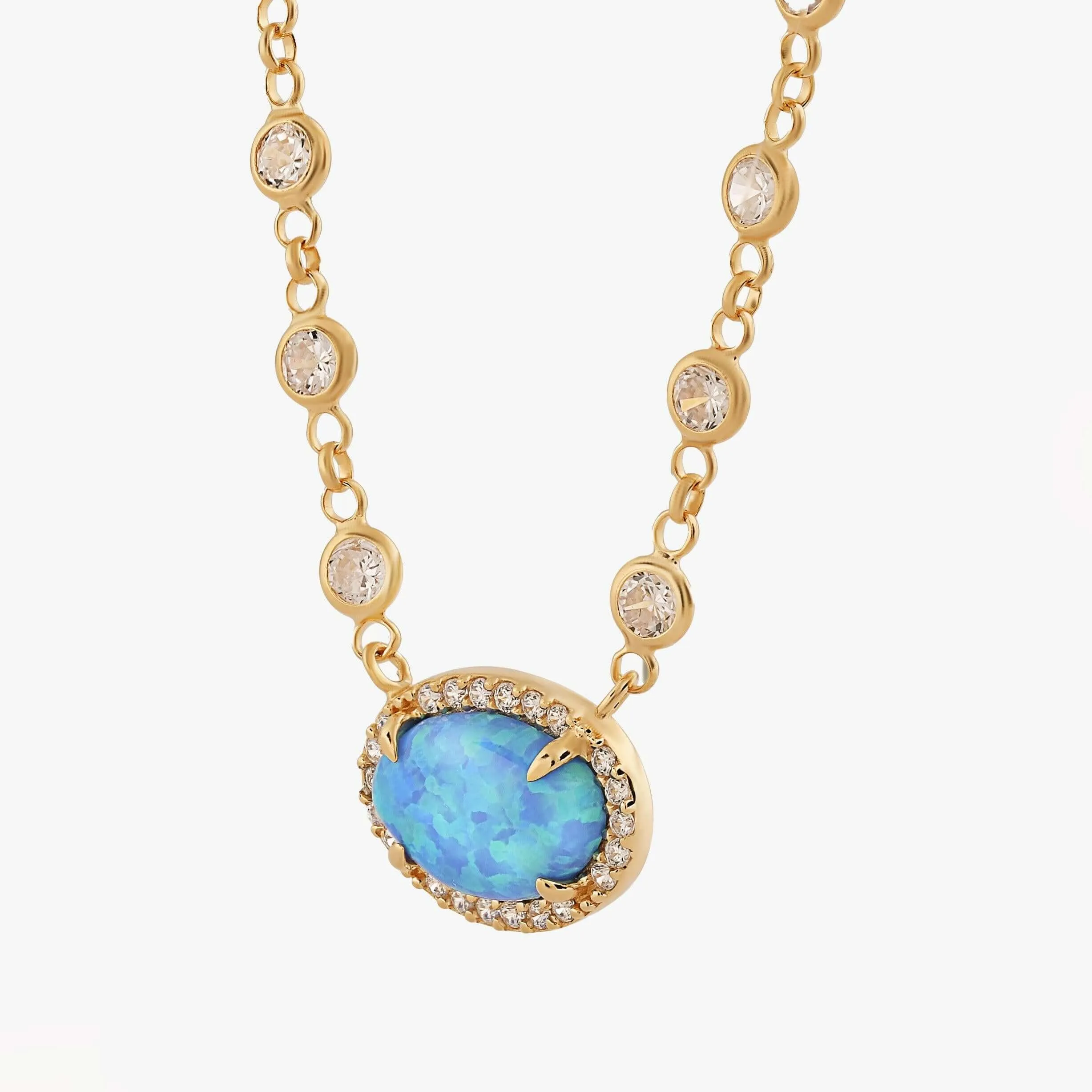 Oval Opal Necklace | 18K Gold Vermeil