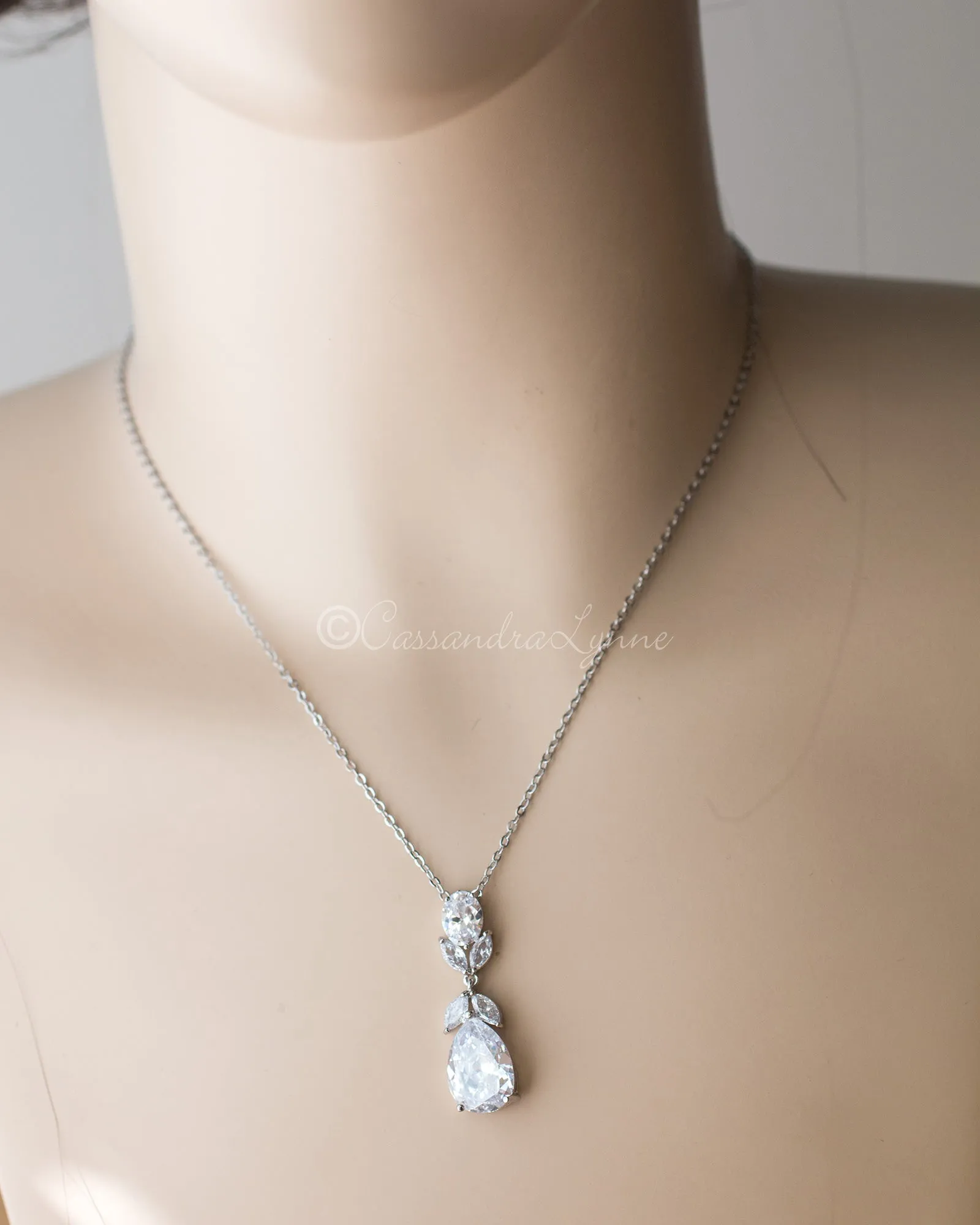 Pear Drop CZ Wedding Pendant