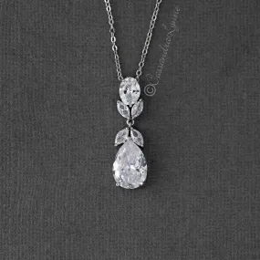 Pear Drop CZ Wedding Pendant