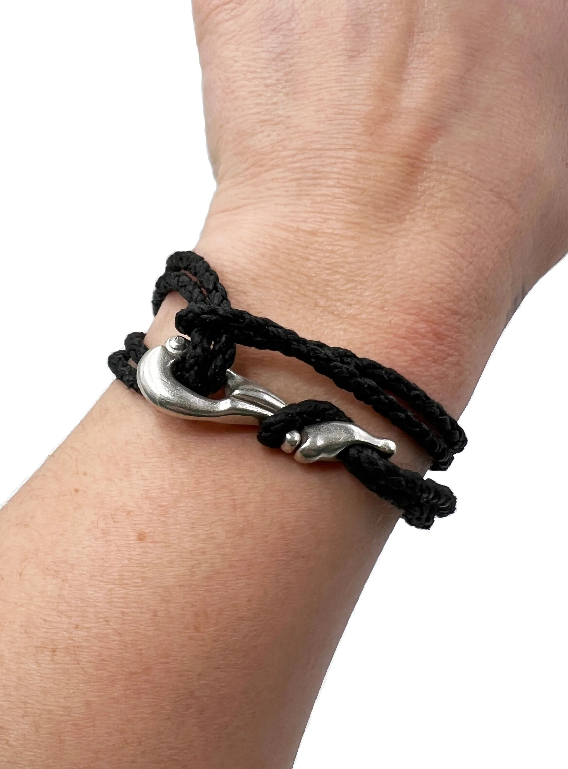 Pelican Clip Bracelet/Necklace, Silver, Black