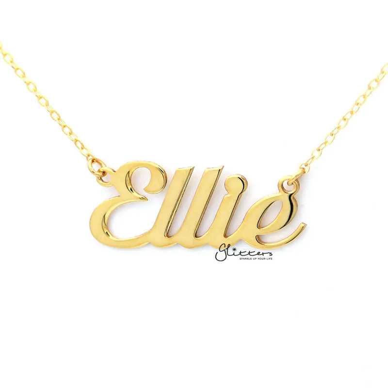 Personalised 24K Gold Plated Sterling Silver Name Necklace-Script 1