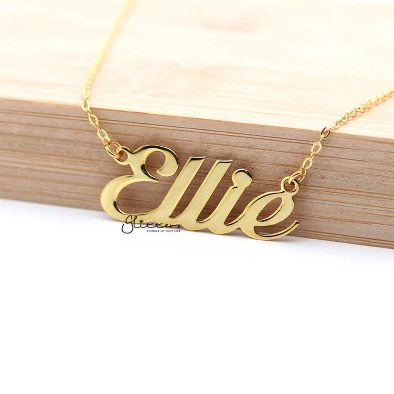 Personalised 24K Gold Plated Sterling Silver Name Necklace-Script 1