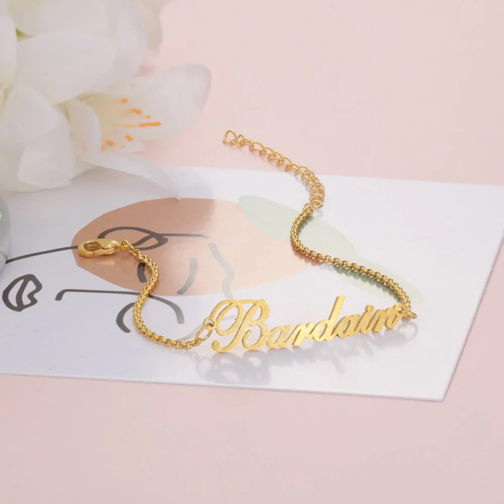 Personalized Letter Nameplate Bracelets & Bangles Custom Name Adjustable Bracelets for Women Mother Unique Gift Jewelry