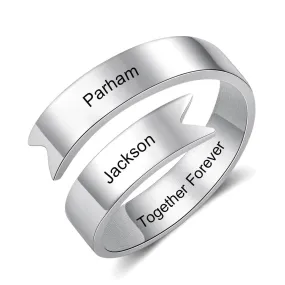 Personalized Stainless Steel Name Rings for Women Resizable Customized Engraved Ring Gift Jewelry for Girls