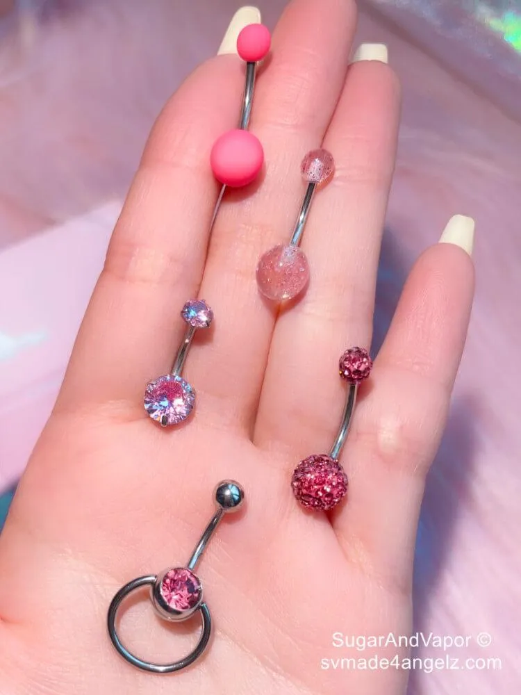 Pink Angel Belly Rings 5 Pcs Set