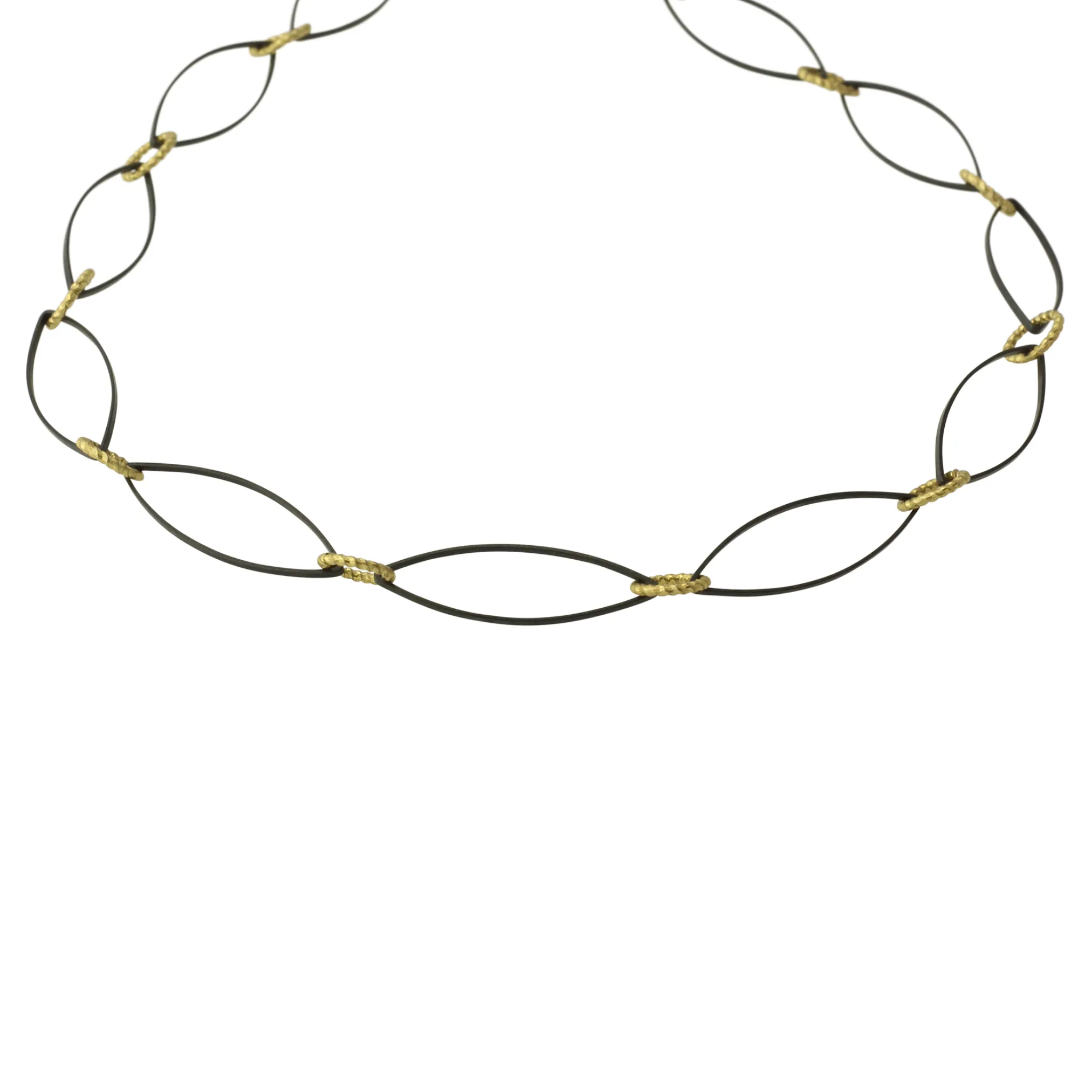 "Le Motif" Black and Brass Oval Necklace