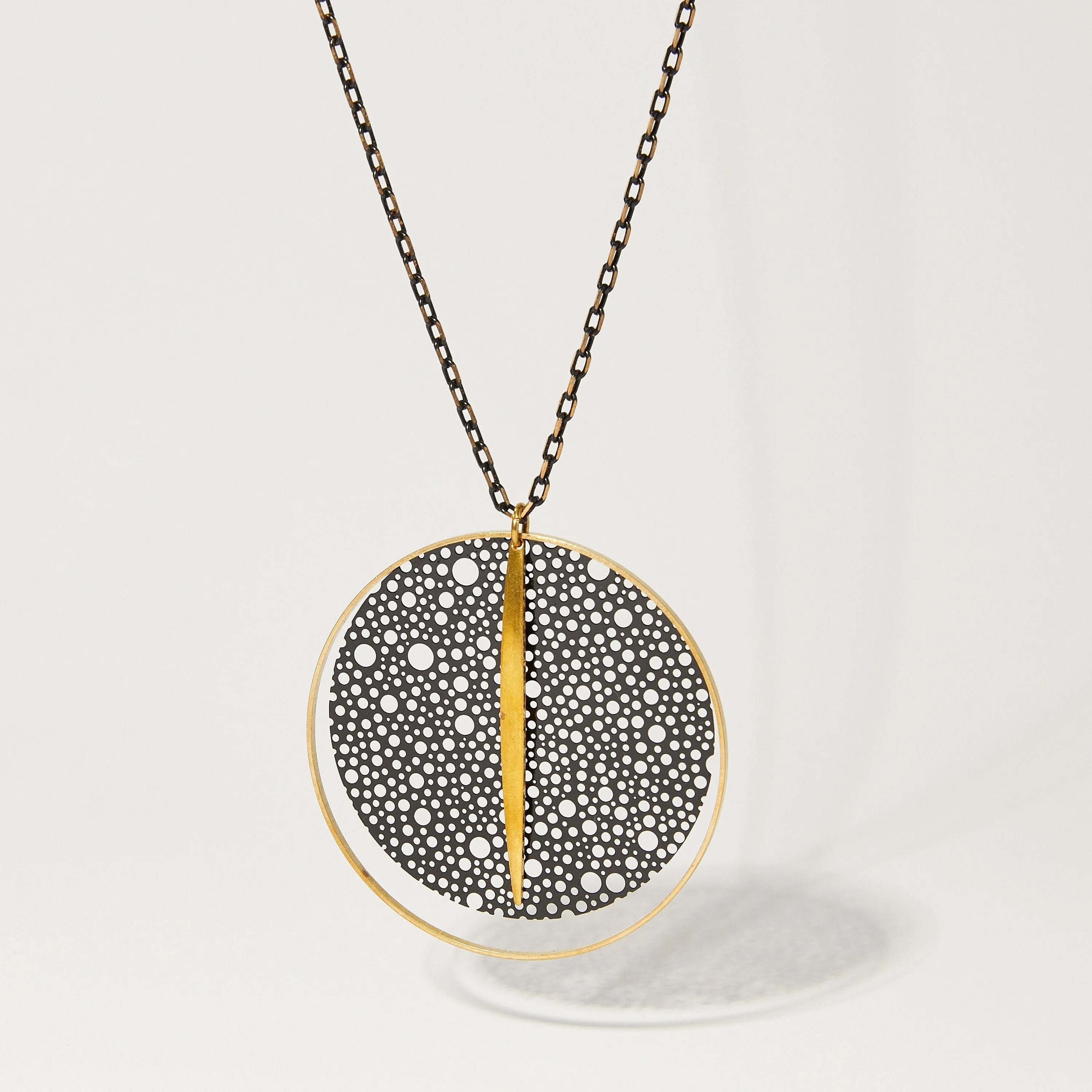 "Le Motif" Honeycomb Necklace Black and Brass