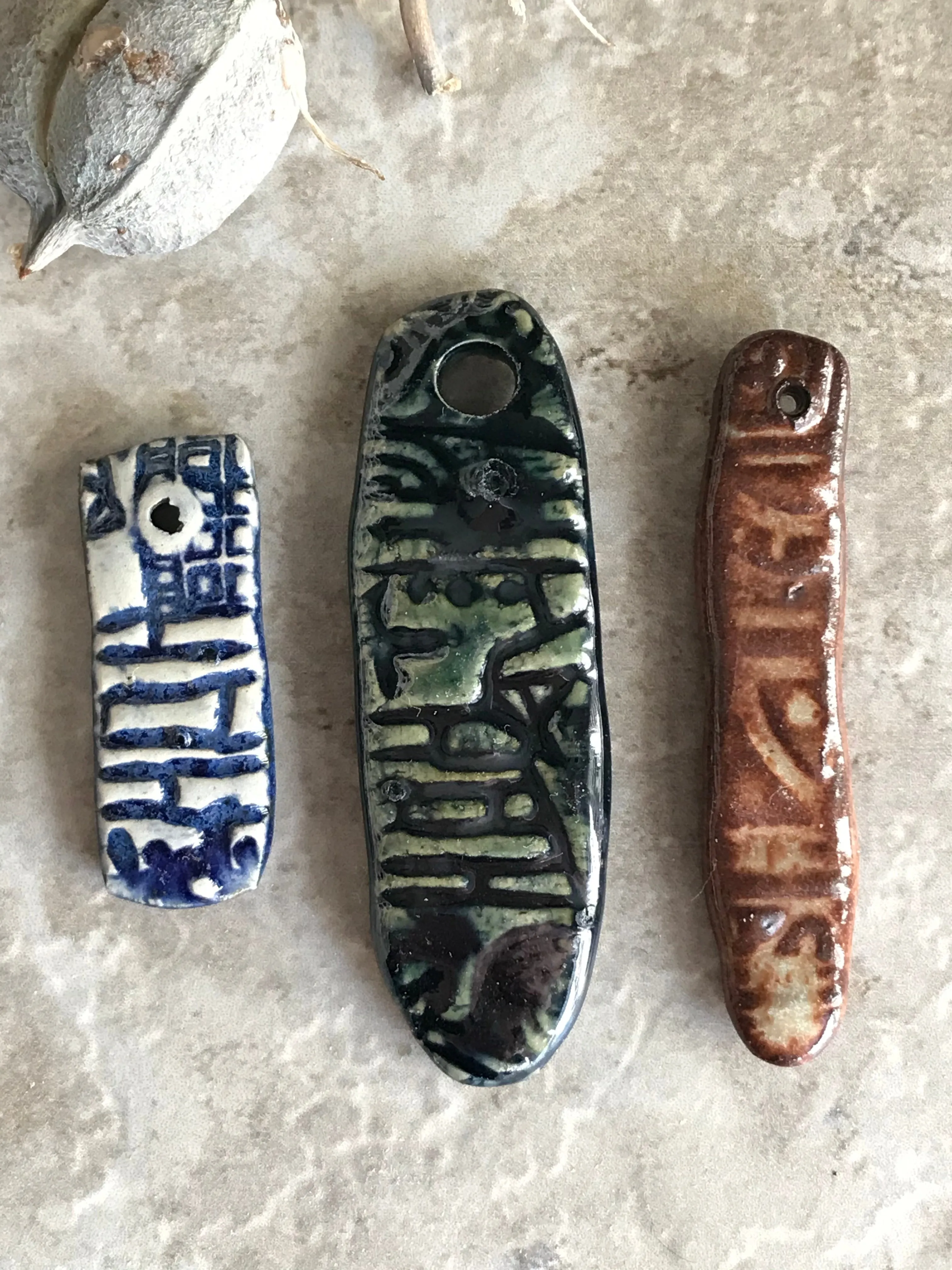 Rectangular Tablet Ceramic Focal Pendant Beads - Choice from 3