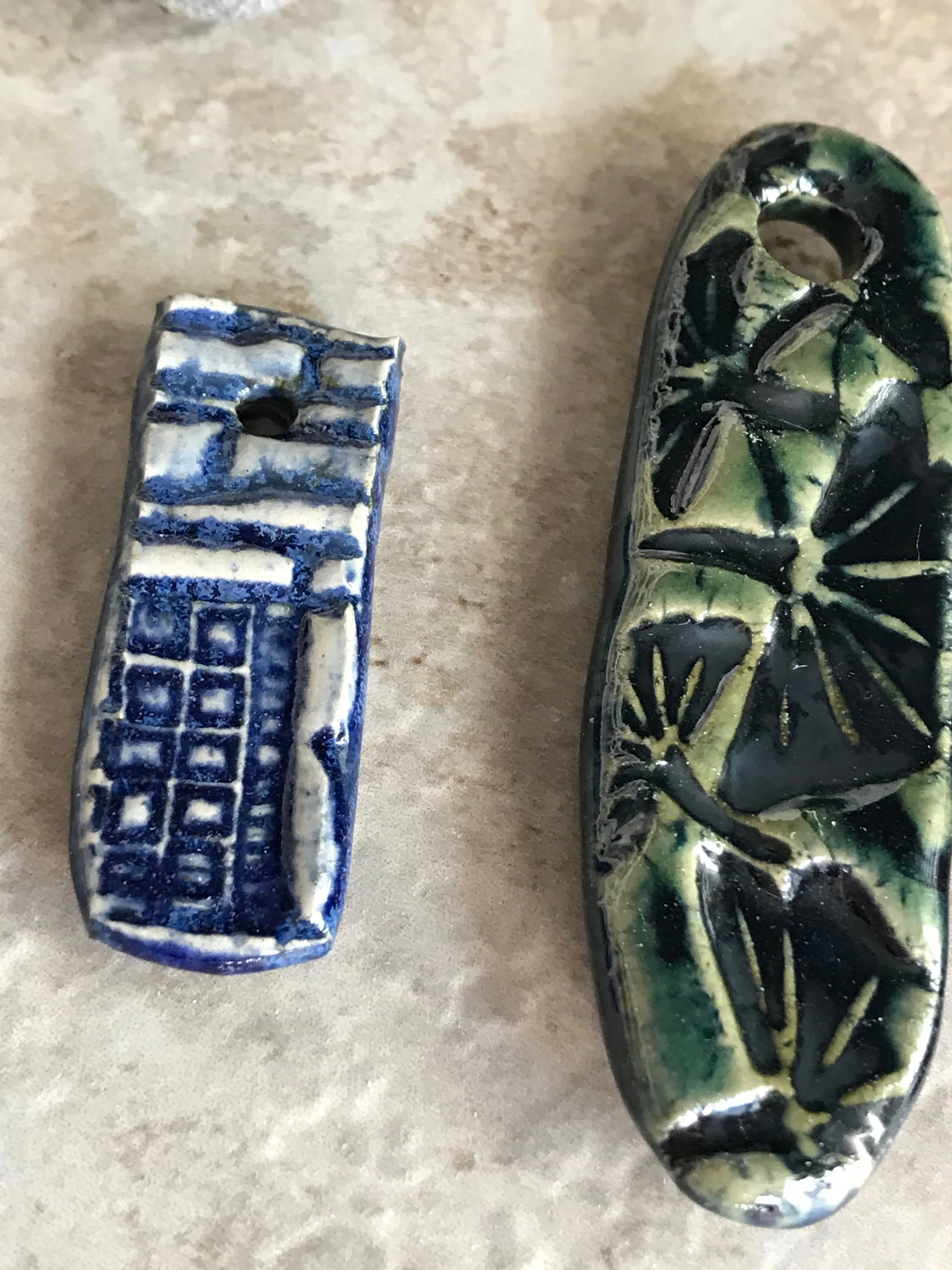 Rectangular Tablet Ceramic Focal Pendant Beads - Choice from 3