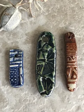 Rectangular Tablet Ceramic Focal Pendant Beads - Choice from 3