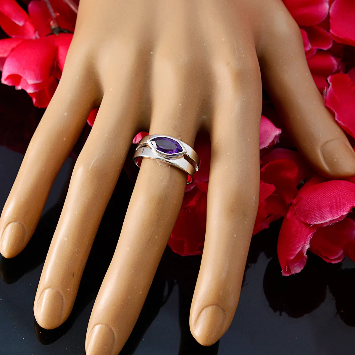 Riyo Classy Gems Amethyst Sterling Silver Rings Gift Thanks Giving