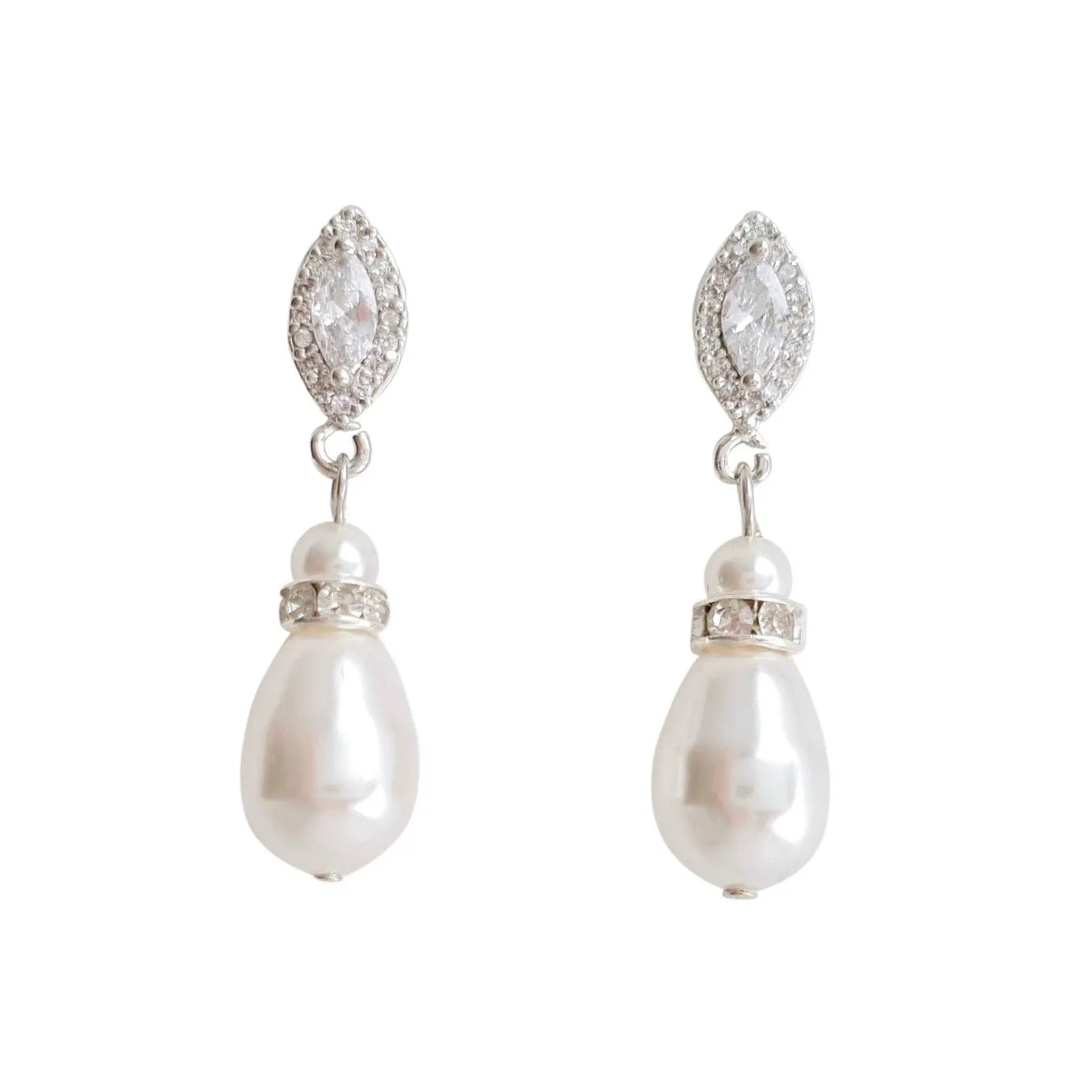 Rose Gold Pearl Teardrop Earrings for Brides- Ella