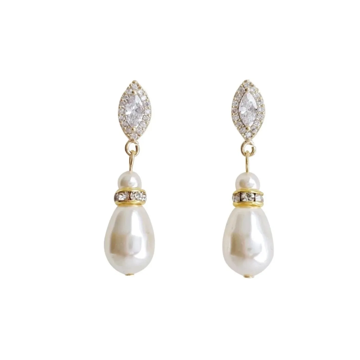 Rose Gold Pearl Teardrop Earrings for Brides- Ella