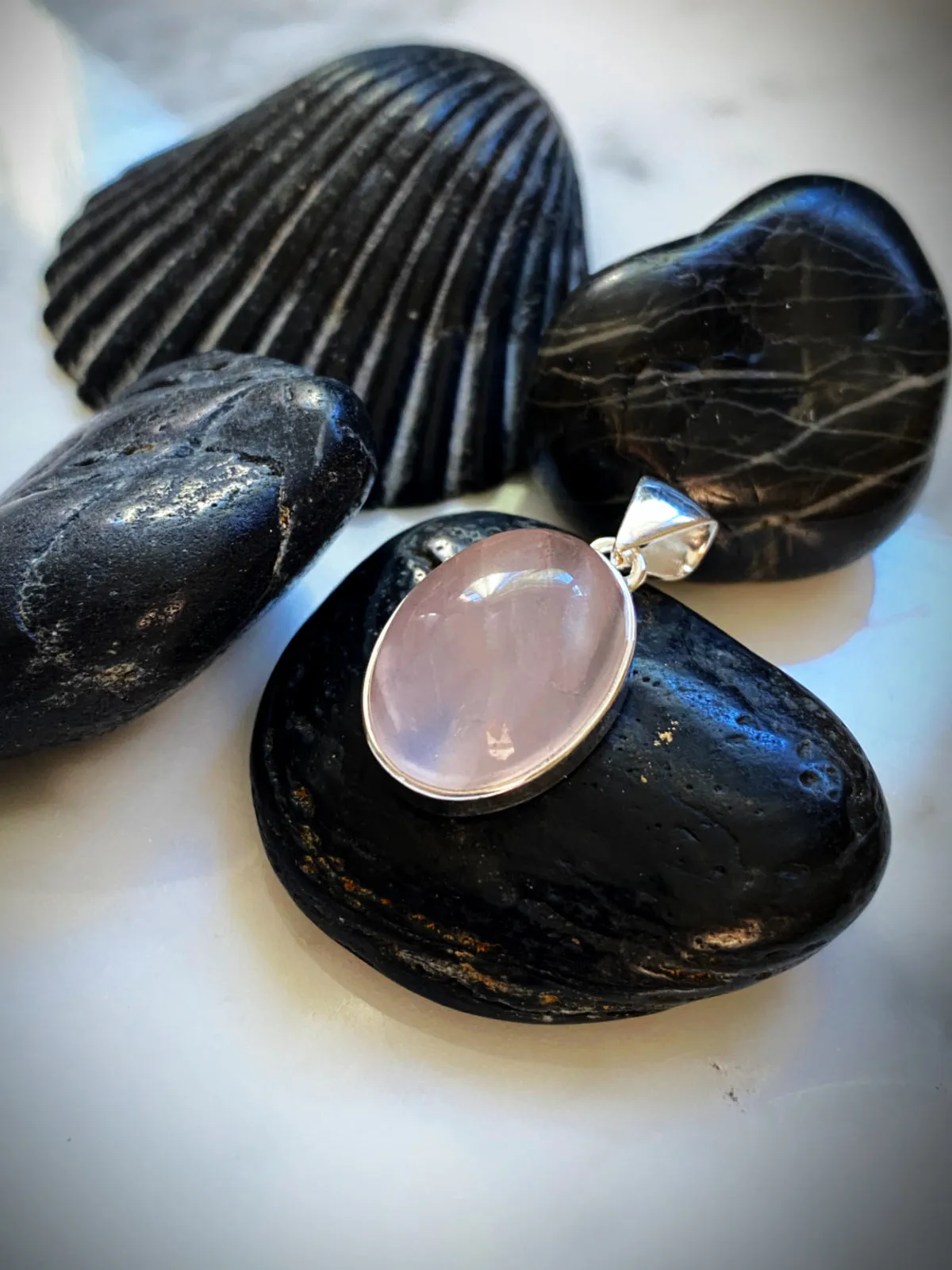 Rose Quartz Cabochon Pendant