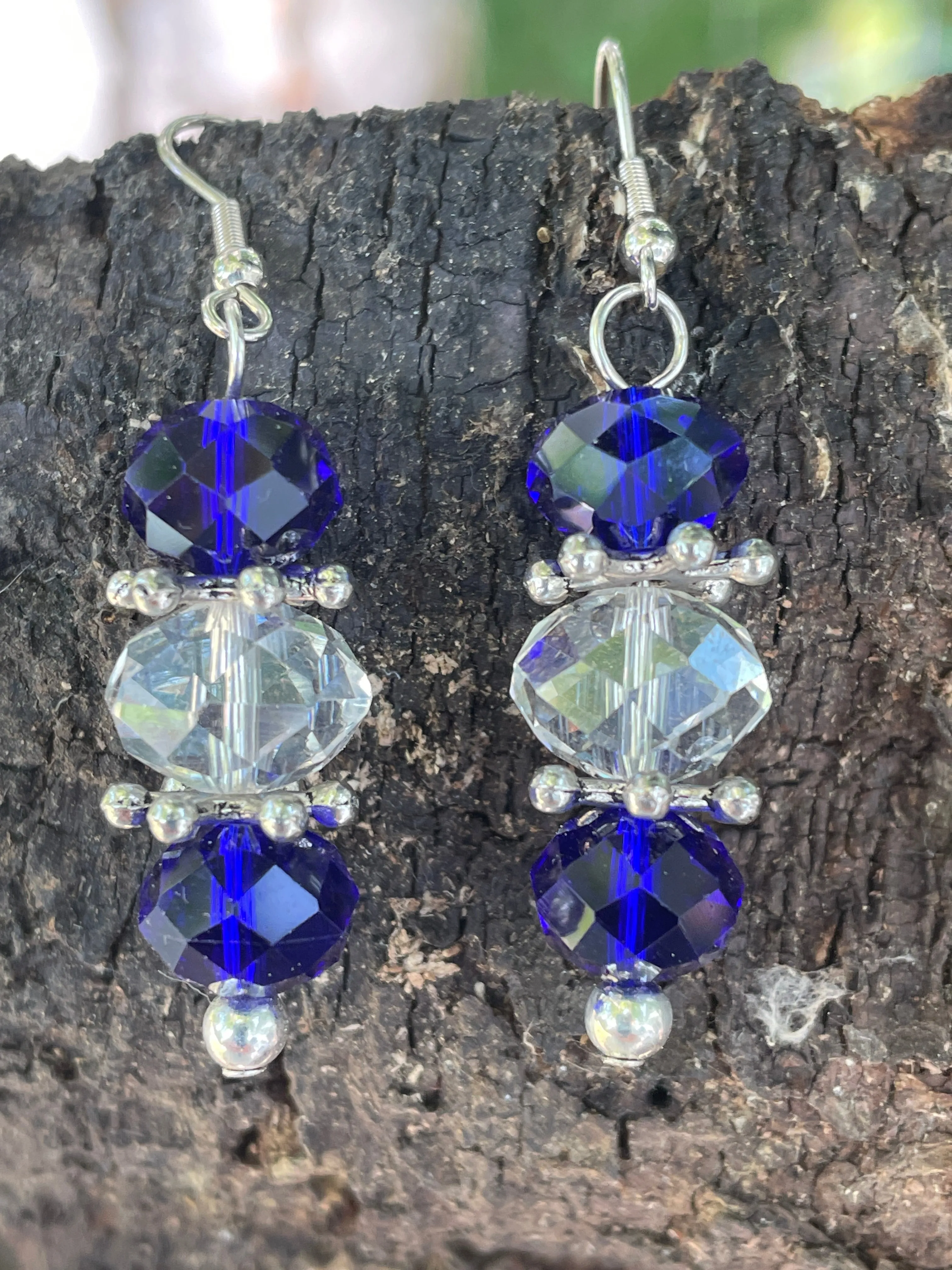 Royal Blue and Crystal Earrings