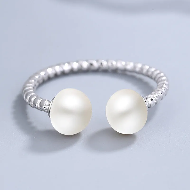 s925 Sterling Silver Twisted Pearl Plain ring