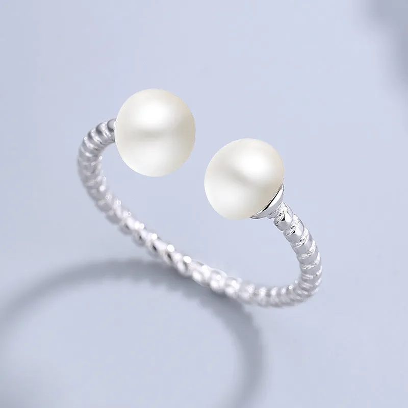 s925 Sterling Silver Twisted Pearl Plain ring