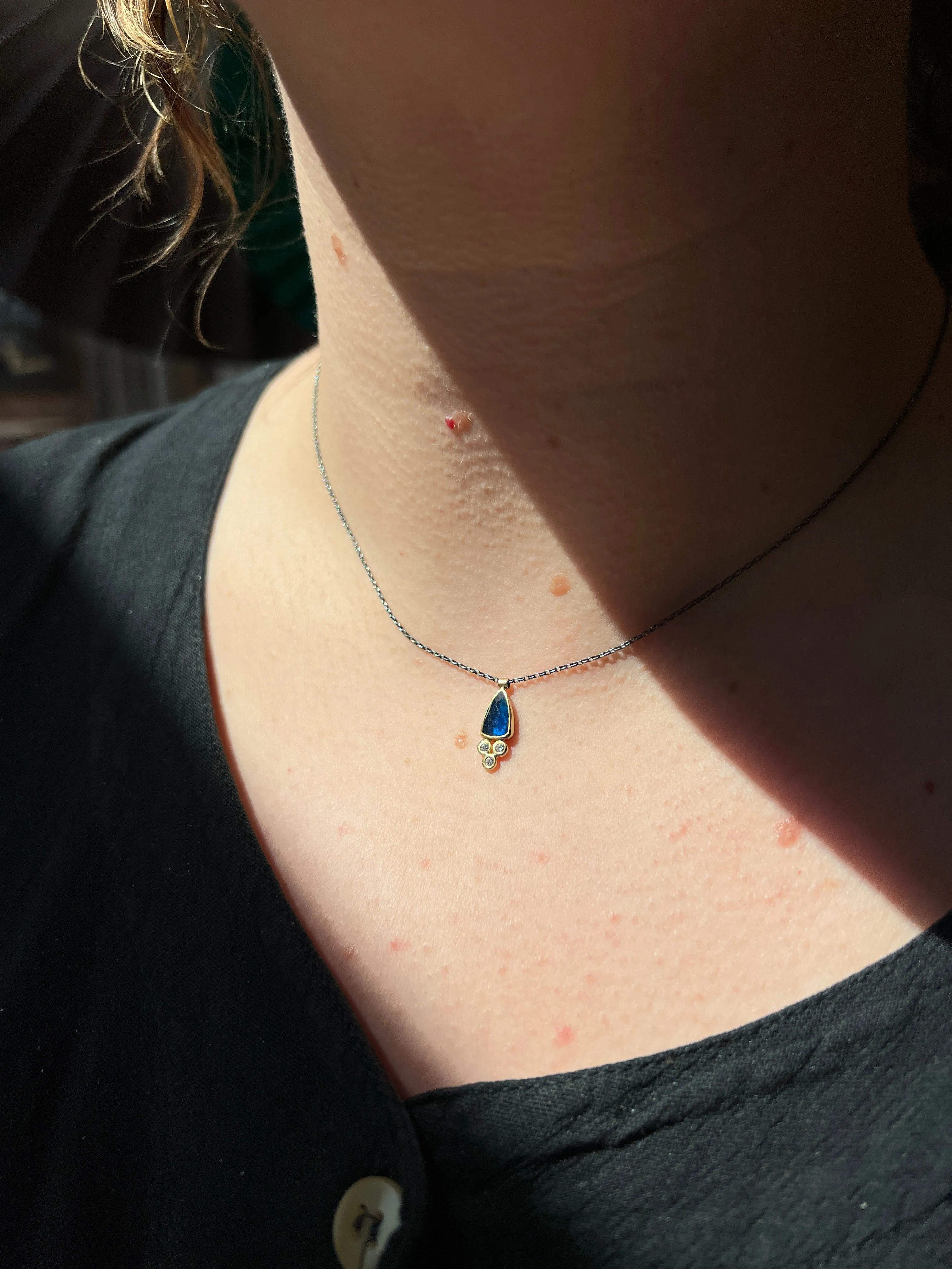 Sapphire and Diamond Charm Necklace