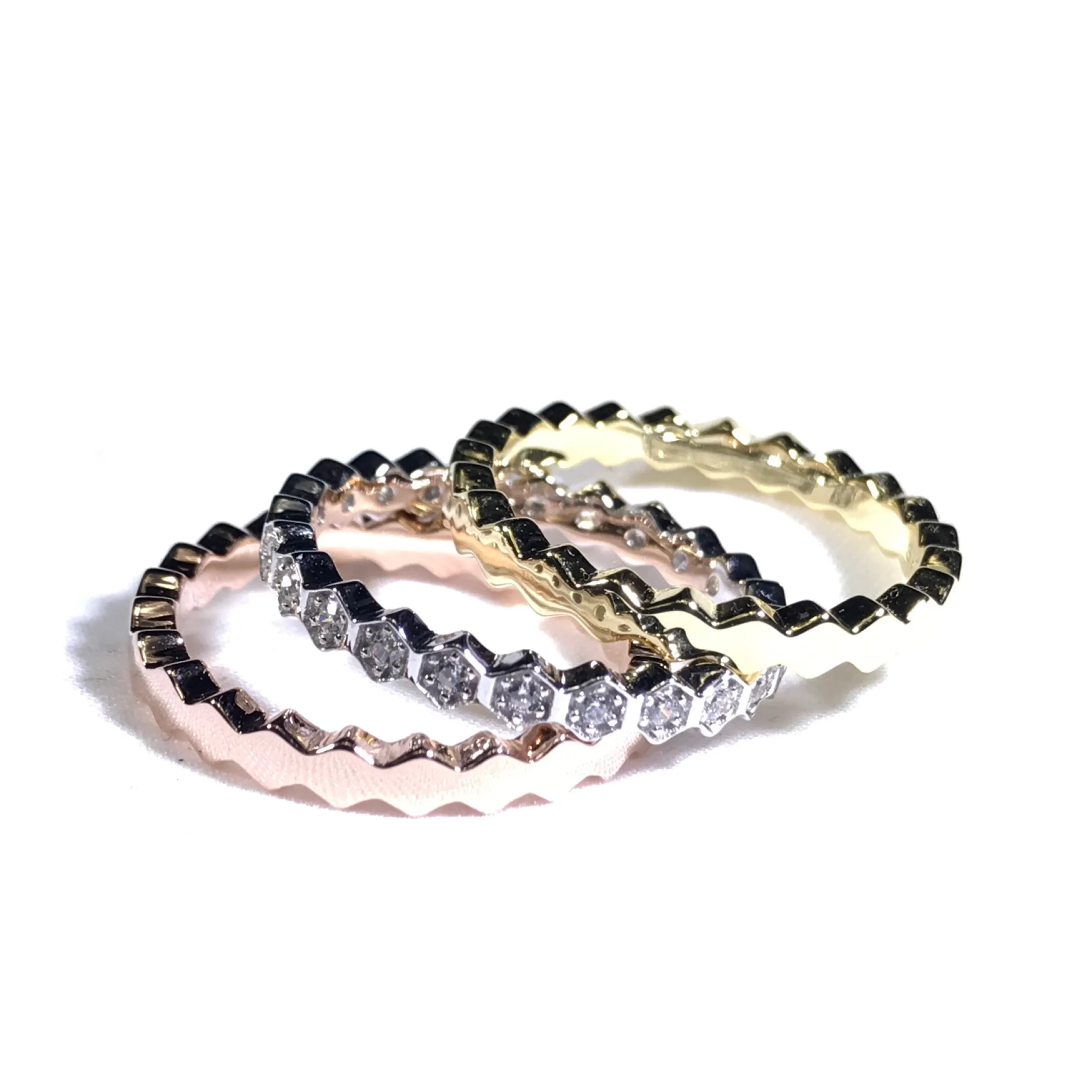 Set Of Tricolor Rings With Hexagon Shape