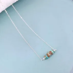 Shiprock - New Mexico Turquoise Silver Bar Necklace