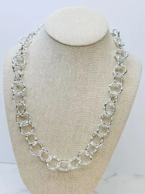 Silver Bamboo Link Chain Necklace