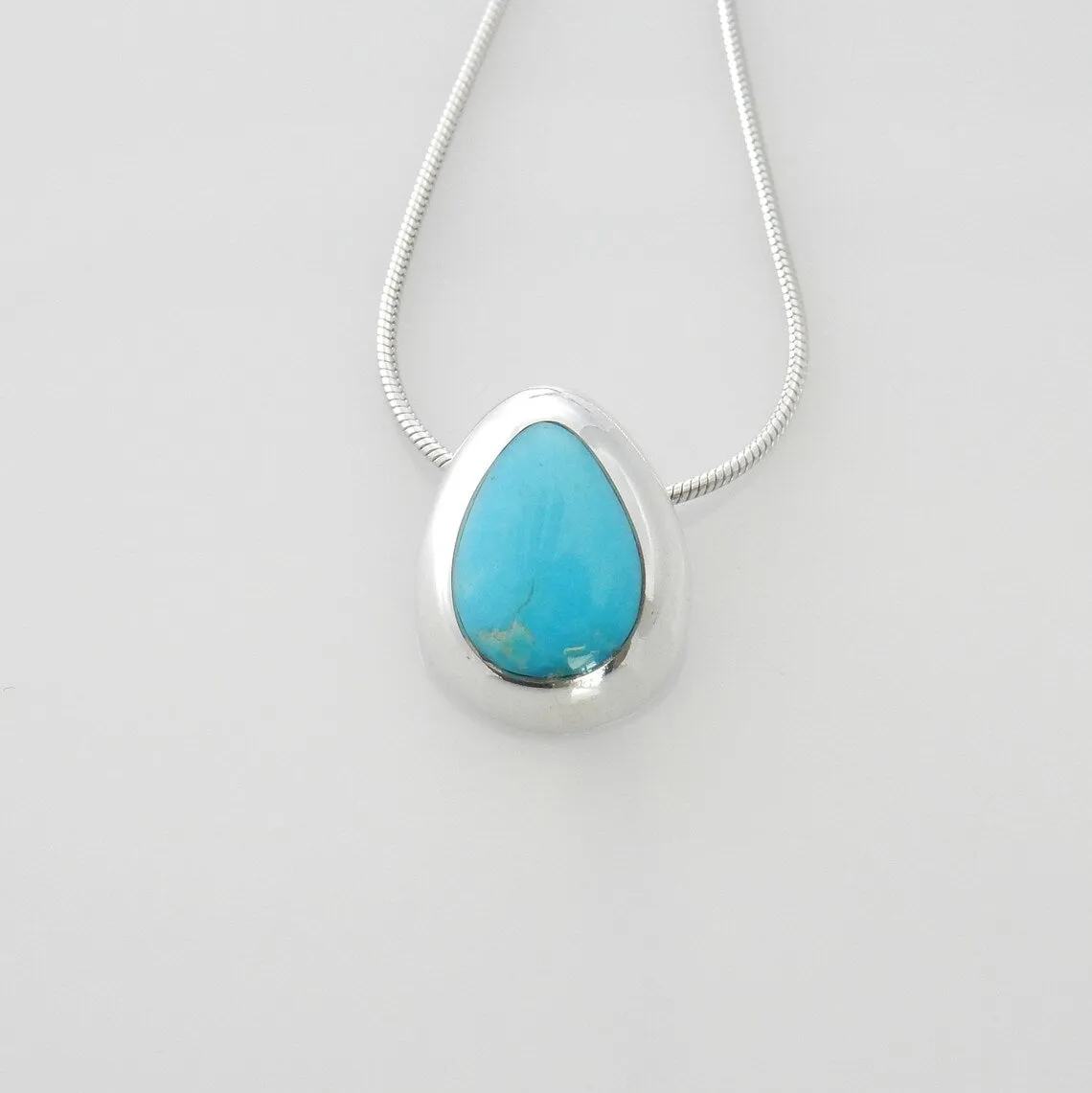 Silver Blue Turquoise Inlay Pendant