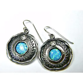 Silver earrings  Blue opal  dangle earrings  for women