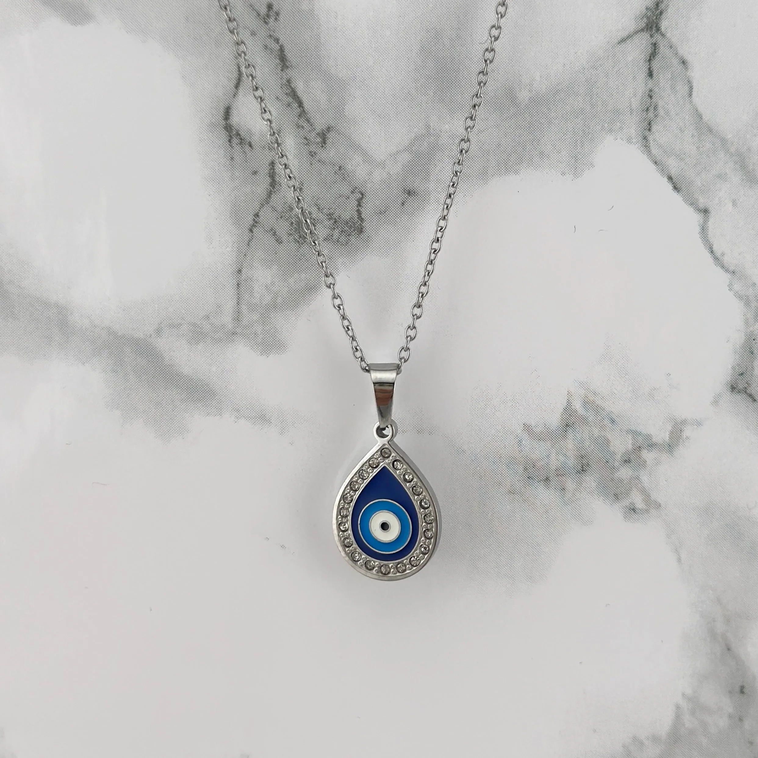 Silver Greek-Eye Necklace