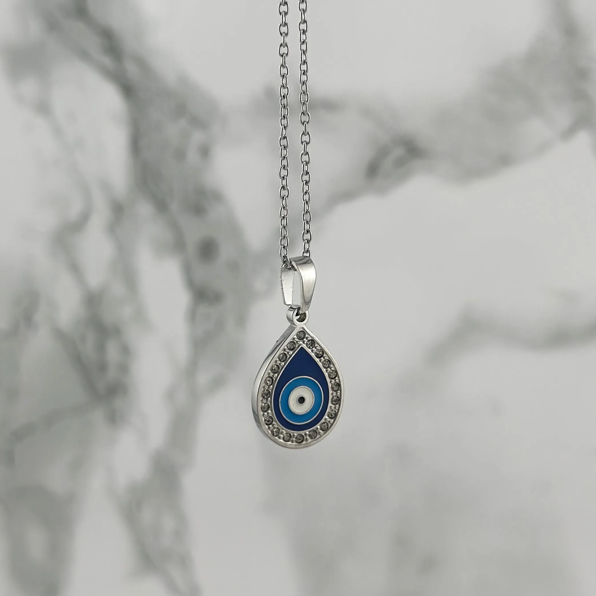 Silver Greek-Eye Necklace