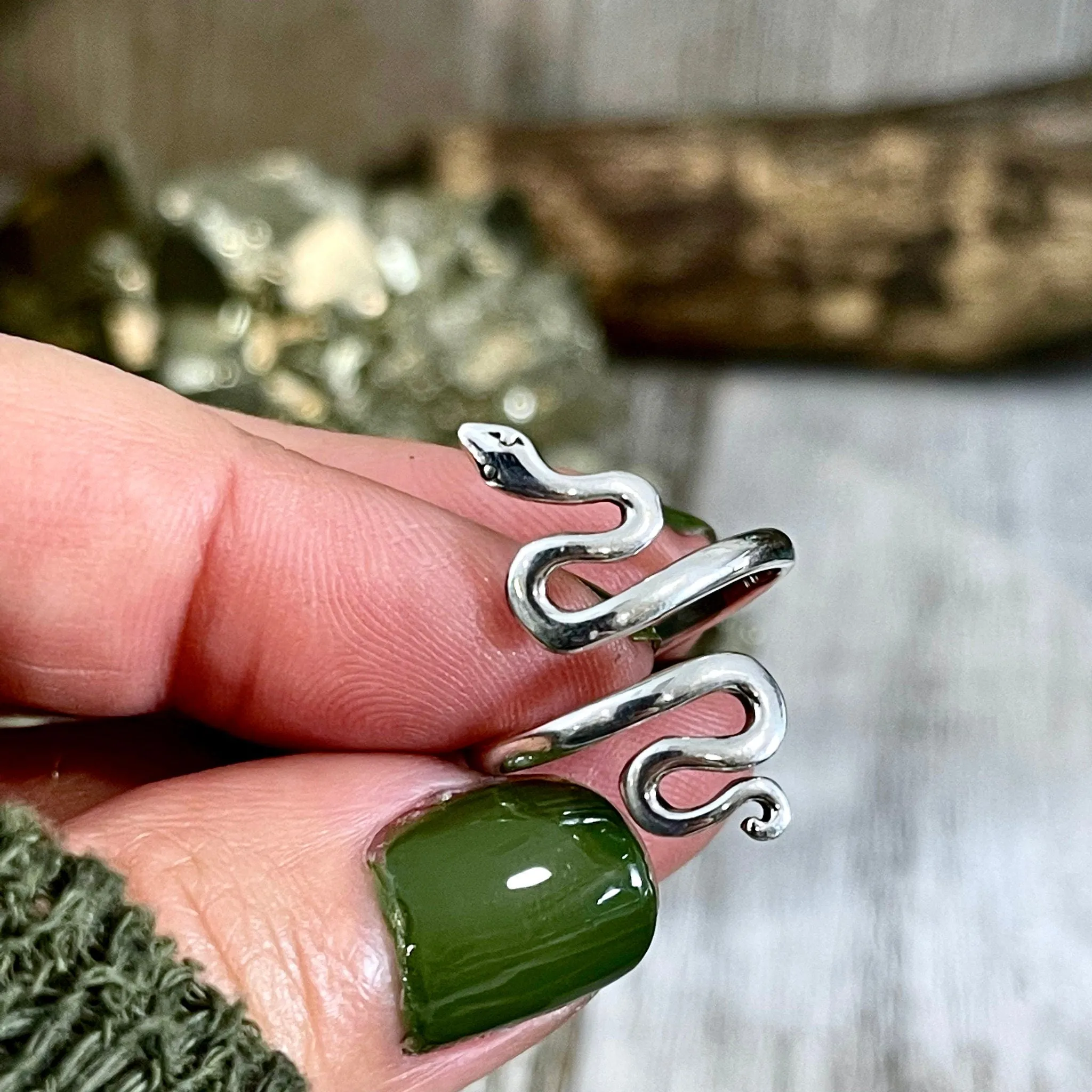 Snake Ring in Sterling Silver Adjustable / Tiny Talismans Collection