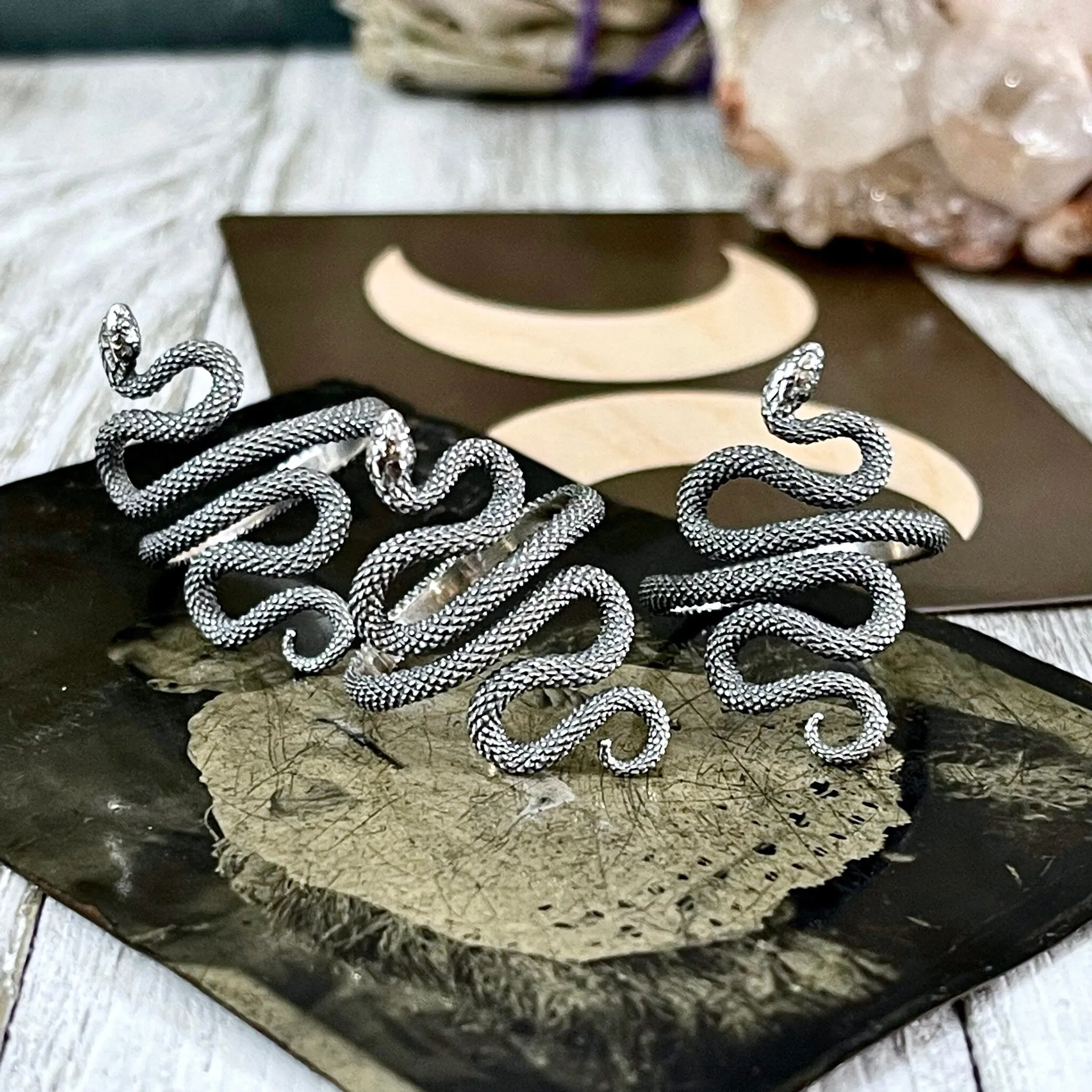 Snake Ring in Sterling Silver Adjustable / Tiny Talismans Collection