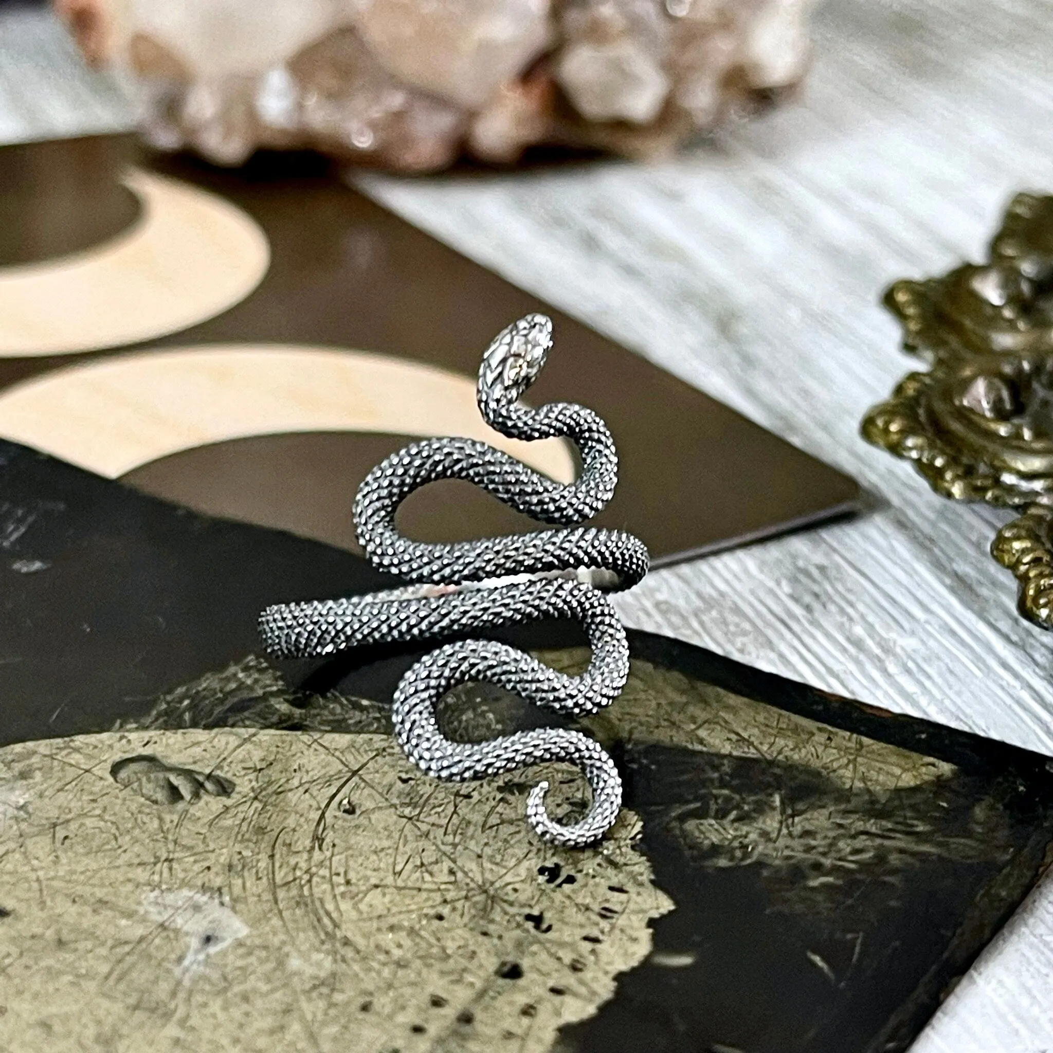 Snake Ring in Sterling Silver Adjustable / Tiny Talismans Collection