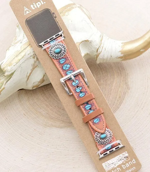 Southwest Apple WATCH BAND  Hand painted on leather