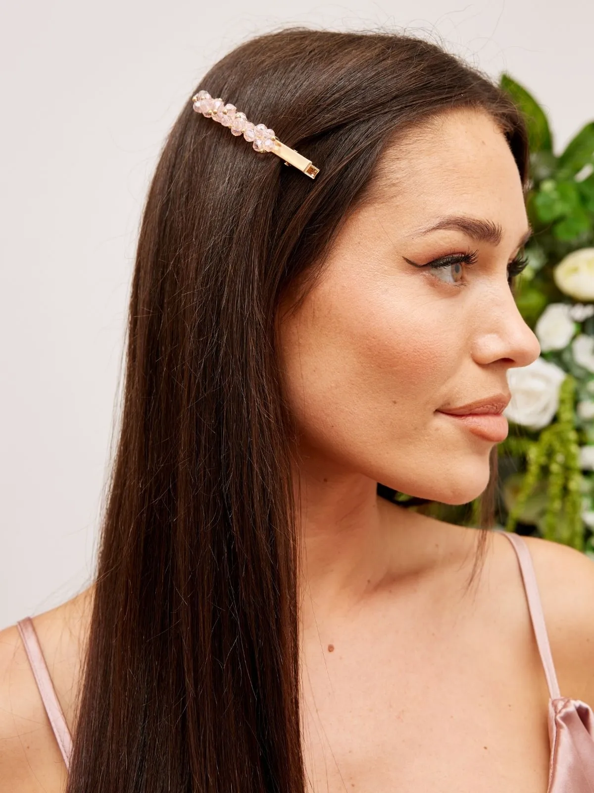 Sparkly Cluster Bead Hair Clip / Pink