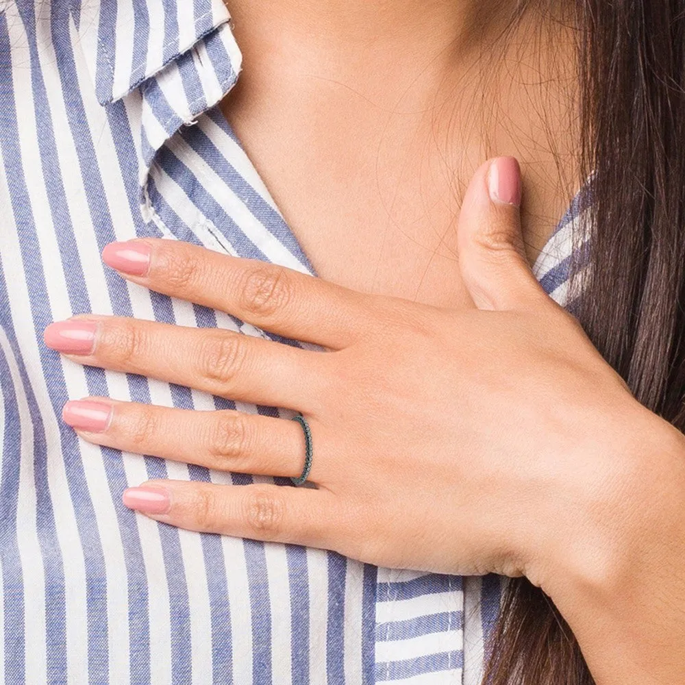 Stackable Expressions Black-Plated Beaded Ring in Sterling Silver