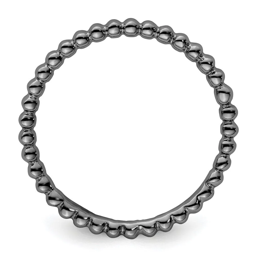 Stackable Expressions Black-Plated Beaded Ring in Sterling Silver