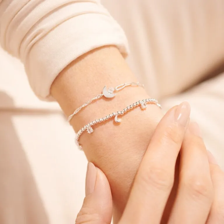 Stacks Of Style Moon Bracelet Set in Silver Plating