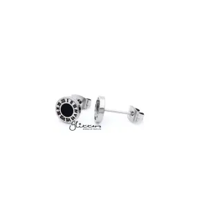 Stainless Steel Roman Numeral Stud Earrings