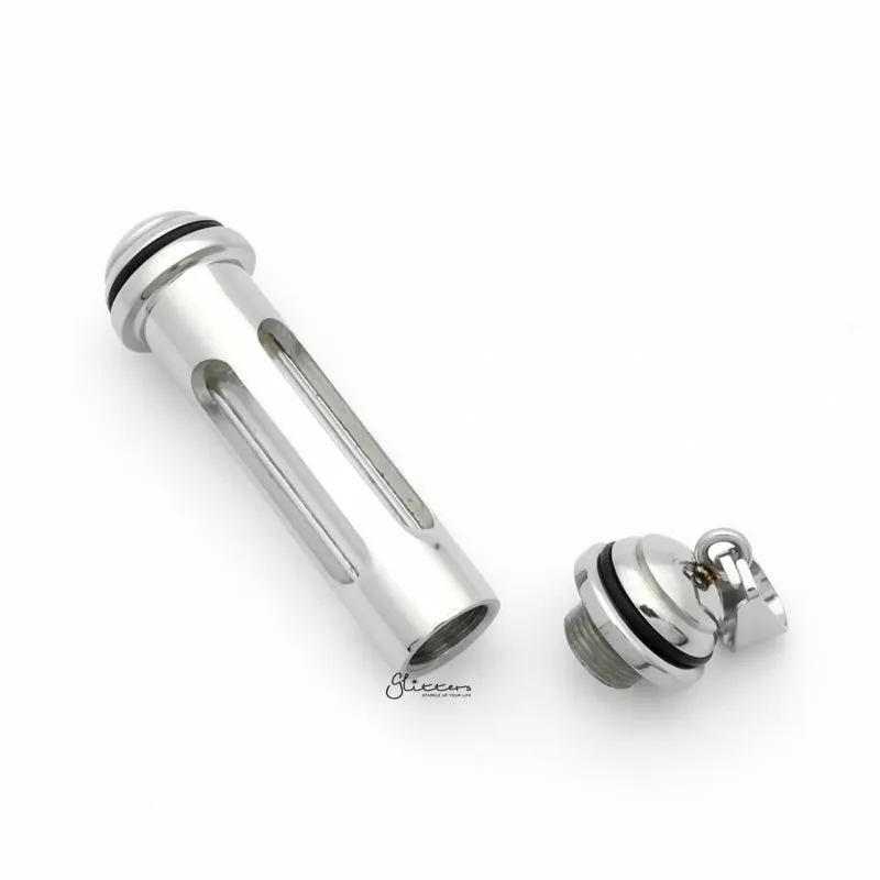 Stainless Steel Screw Cap Glass Bottle Pendant - Silver