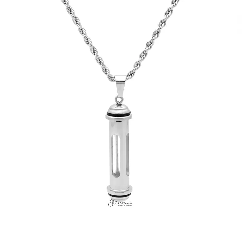 Stainless Steel Screw Cap Glass Bottle Pendant - Silver