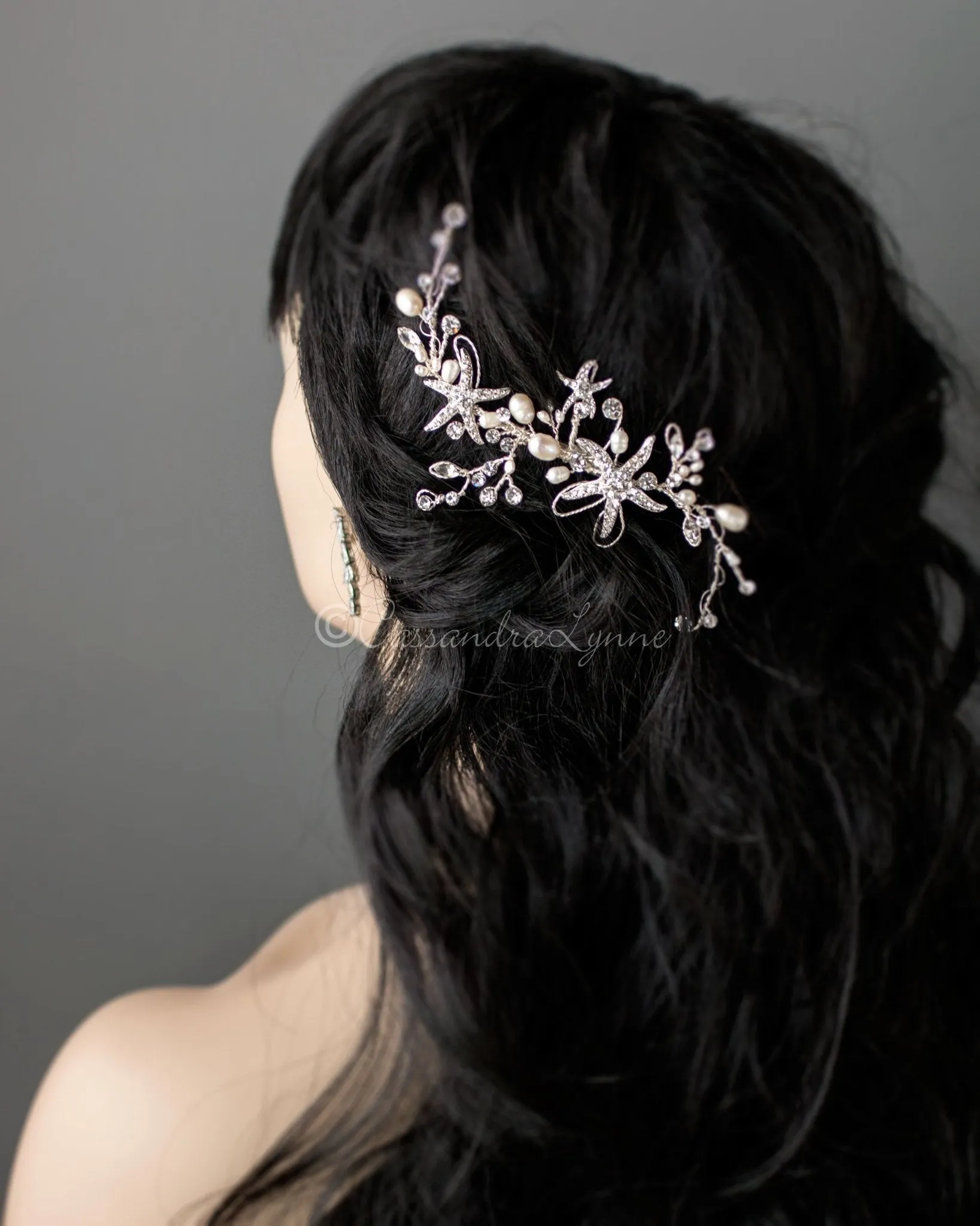 Starfish and Freshwater Pearl Hair Clip